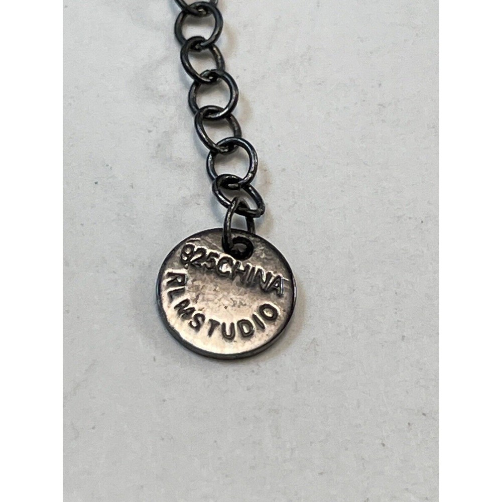 Vermeil & Dichroic Glass Pendant Blue  On Robert Lee Morris Black Cord Necklace - Picture 3 of 15